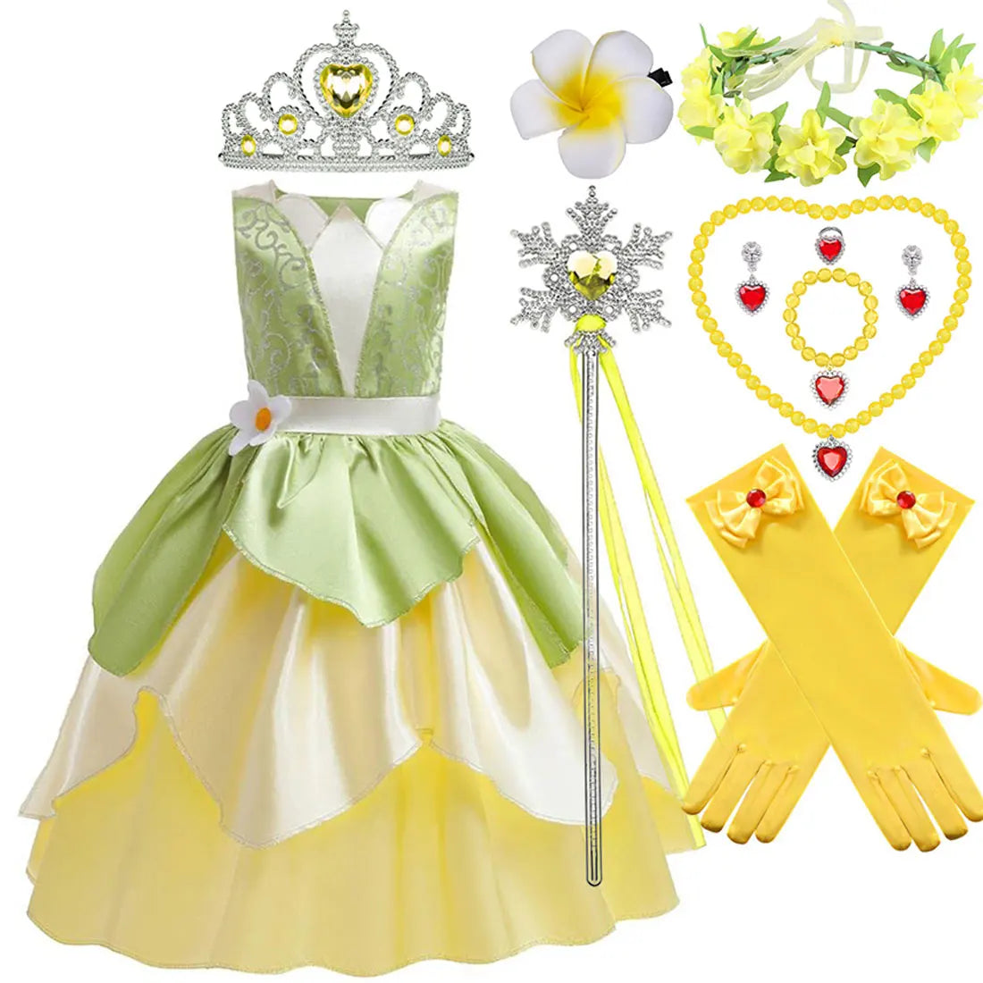 Fantasia Infantil Princesa Tiana – Conjunto Completo
