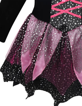 Conjunto Fantasia Infantil Bruxa – Vestido, Chapéu, Varinha e Bolsa