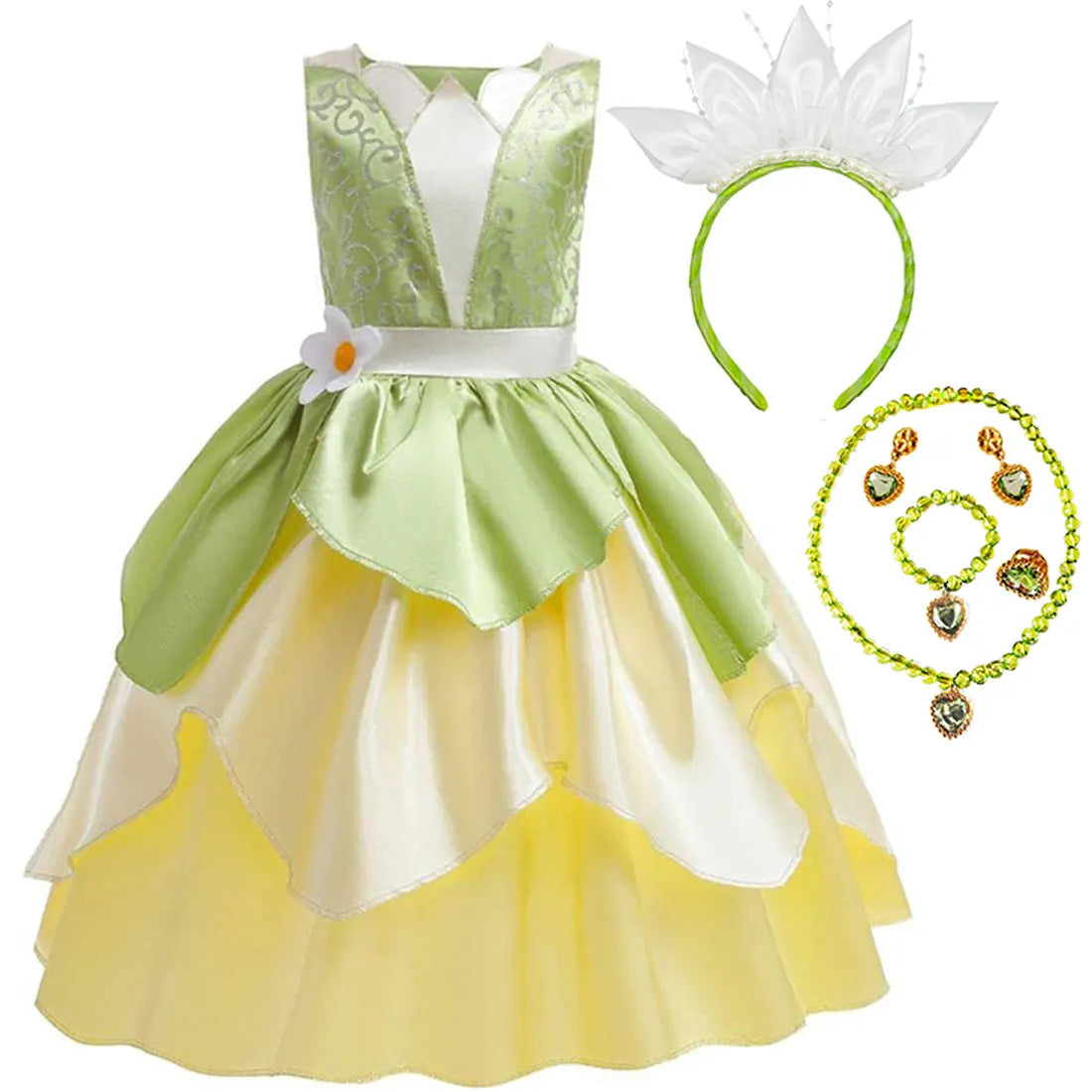 Fantasia Infantil Princesa Tiana – Conjunto Completo