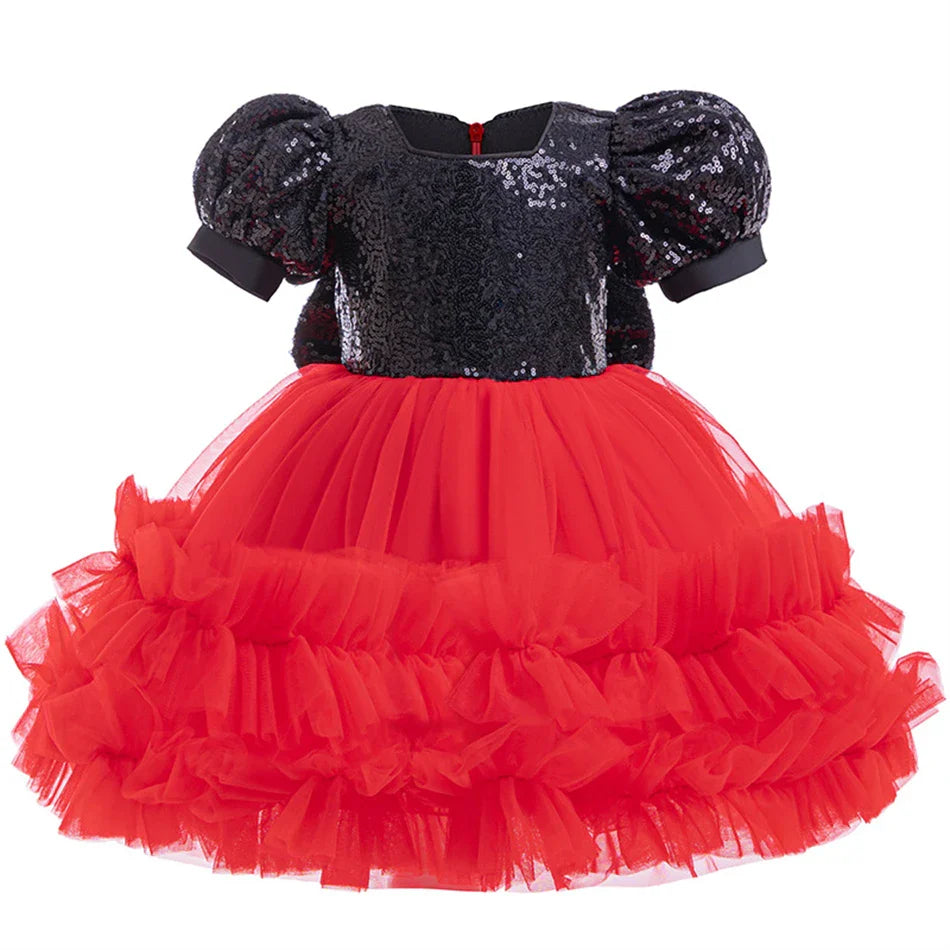 Fantasia Infantil Vermelha Minnie com Paetês